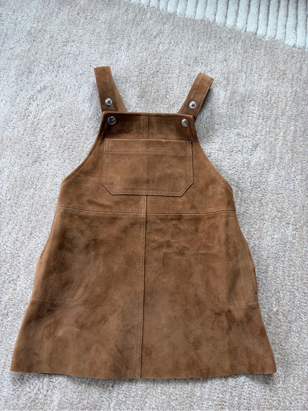Bonpoint Tan Suede Overall Dress for Kids